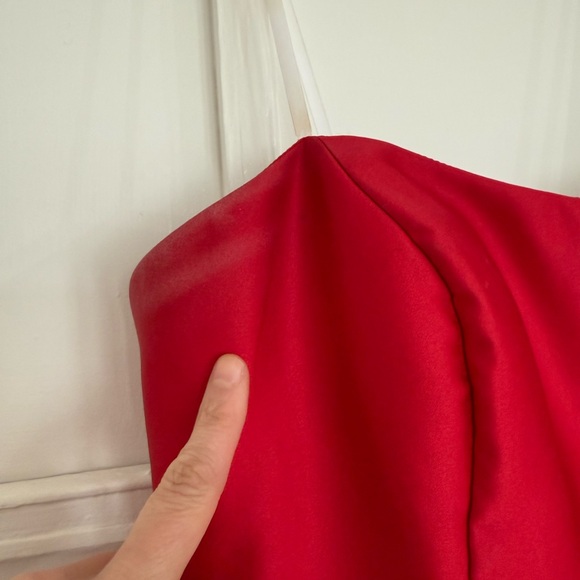 Betsy & Adam Red Strapless Princess Gown - Picture 8 of 13